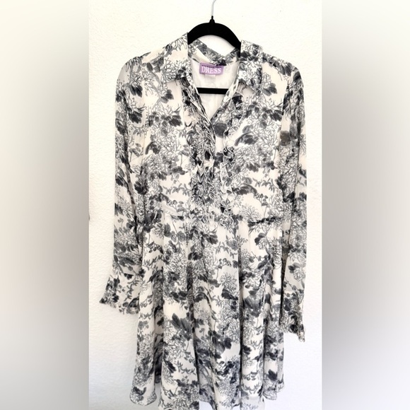 Vivienne Tam Silk Vintage Pleated Ruffle Floral Shirt Dress Preppy - Picture 1 of 10